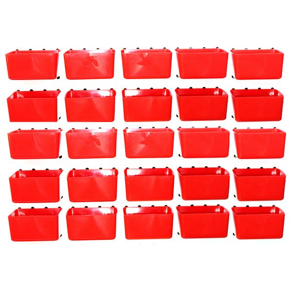 JSP Manufacturing Small Plastic Red Pegboard Storage/Part Bins (100)