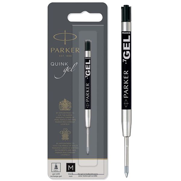 Parker Gel Pen Refill | Medium Tip (0.7mm) | Black QUINK Ink | 1 Count