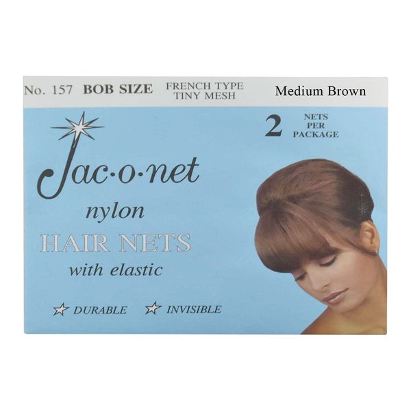 Jac-O-Net Hair Net French Type, Tiny Mesh Bob/Small Size, Medium Brown, 2 Nets Per Pack [1 Pack]