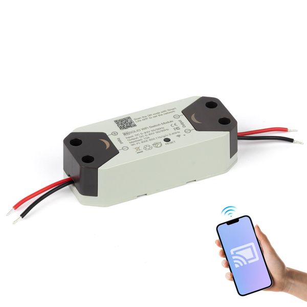 U.S. Solid WiFi Switch Module, DC 5~32V, Wireless Remote Voice Automatic Controller Compatible with Alexa/Google Home iPhone/Android App, Gray