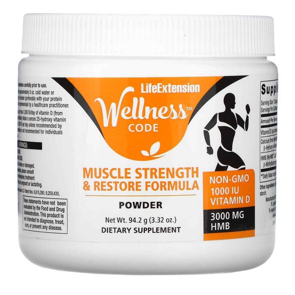 2 X Life Extension, Wellness Code, Muscle Strength & Restore Formula Powder, 3.3