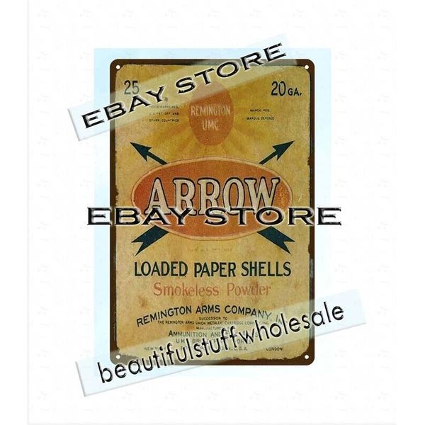 gunfirearm guns Arrow Loaded Paper Shells tin sign bullet ammo firearm