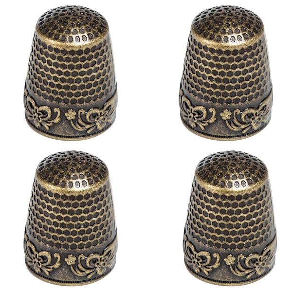 J.CARP 4Pcs Sewing Thimble, Copper Color Sewing Thimble Finger Protector, Finger Shield Fingertip Thimble Sewing Quilting Craft, Accessories DIY Sewing Tools