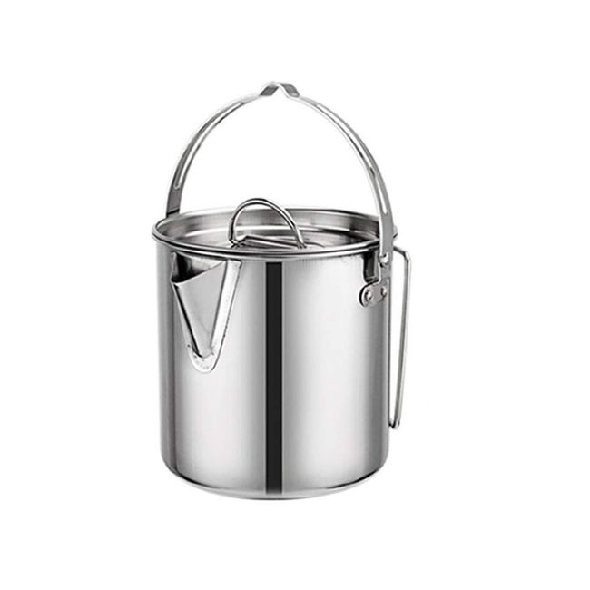 Alice in the Land of General Goods Camping Cooker, Small Torso Type, Cookware, Outdoor, Direct Fire, Capacity 0.4 gal (1.2 L), Coffee, Storage Bag Included, Pot, Kettle, Stainless Steel, Camping, Water Heater, Camping Kettle