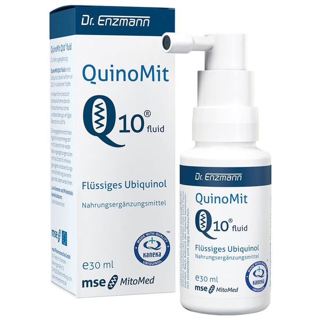 QuinoMit Ubiquinol flüssig (30ml) vegan & hochdosiert Kaneka Coenzym Q10, reduziert, atmungsaktiv, liposomal, Dr Enzmann