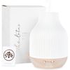 Essential Oil Diffuser Lamp, White Ceramic + Wood, Ultrasonic 180Ml, Whispersoft