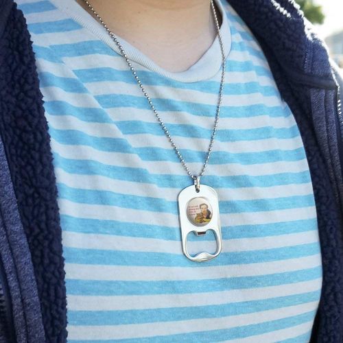 GRAPHICS & MORE It's Not Really Drinking Alone if The Cat is Home Funny Humor Military Dog Tag Bottle Opener Pendant