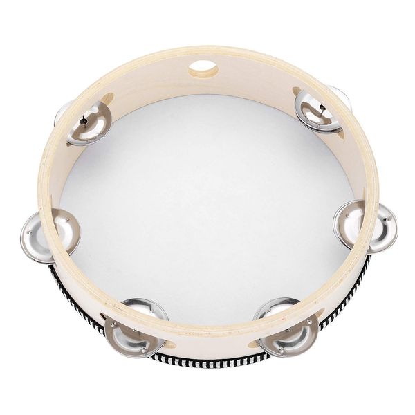 Portable Tambourine 8" Birch Metal Bell Percussion Instrument Gift Music Educational Drum Instrument for KTV Party Games (8")