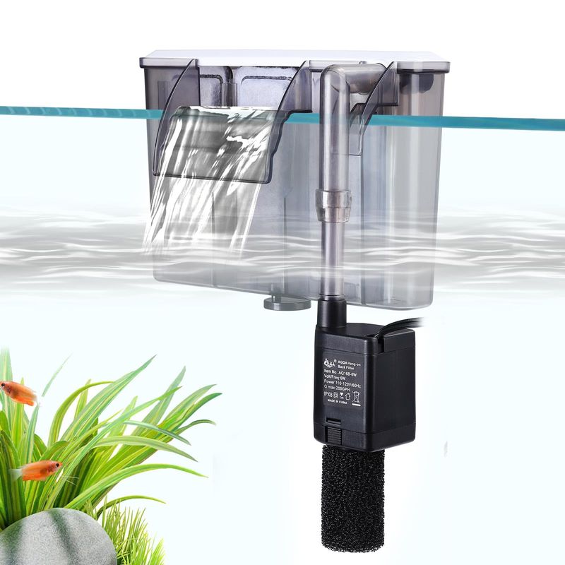 AQQA Quiet 20-30 Gallon Fish Tank Filters - Auto Start Hang on Back ...