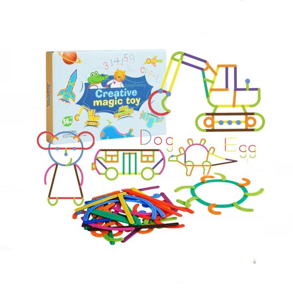 Stem Toy for Kids 3+, 81pcs Creative Stick Building Block for Toddler Five Motor Skill, Thinking, Imagination, Cognitive Develop, Kindergarten Learning Activity Toy, Gift for boy girl age 3 4 5 6 7 8