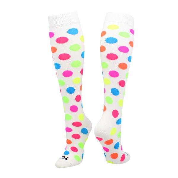 Crazy Socks White with Neon Dots (White, Medium)