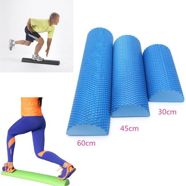 Half Round Yoga Block EVA Foam Roller Balance Pad Muscle Restoration Physiotherapy Pilates, Dark Blue-30cm