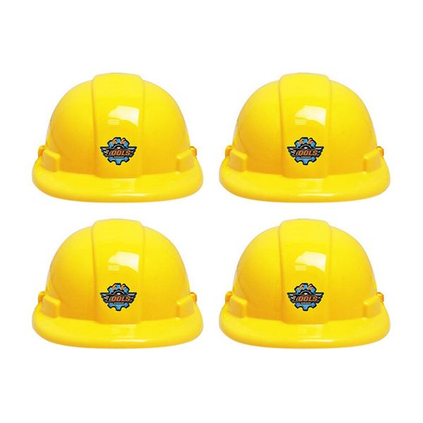 Toyvian 4 Pcs Yellow Construction Hat Kids Role Play Construction Worker Hard Helmet Party Dress Up Supplies