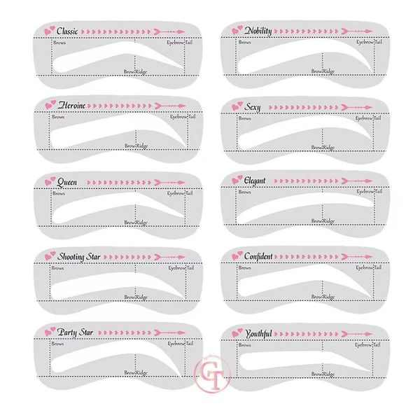 10Pcs/Set Eyebrow Stamp Stencil Kit Eyebrow Stencils Eyebrow Template Eyebrow Shaper Kit Makeup Tool