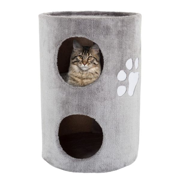 PETMAKER 20.5-Inch Cat Condo 2 Story Cat House with Sisal Scratch Pad, Gray