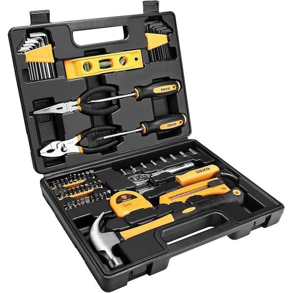 DEKOPRO 65 Pieces Tool Set General Household Hand Tool Kit with Storage Case ...