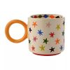 Raspberry Blossom Set of 2 Check and Star Patterned Mugs
