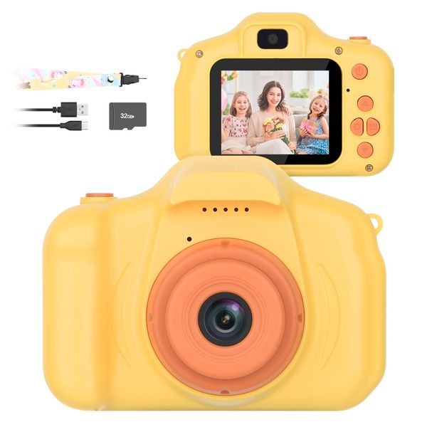 Mafiti Kids Camera 26MP HD Selfie Digital Camera for Kids,Portable Toddler Camera Toy with 1080P Video,Birthday Xmas Gift for 3-8 Year Old Girl,Orange