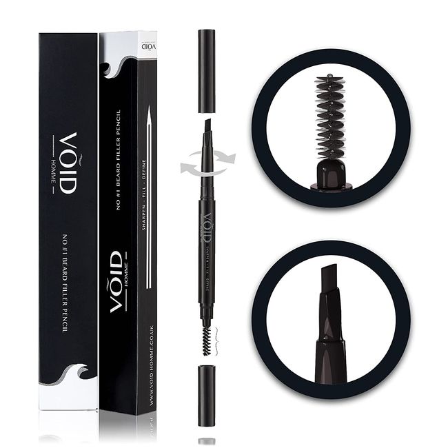 VOID Homme Beard Filler Pencil (Black) Instant Beard Filler Pen for Thicker Beards, Mens Beard Pen, Beard Colouring Beard Filler Pen for Beard Filling & Beard Thickener, Waterproof Beard Pencil