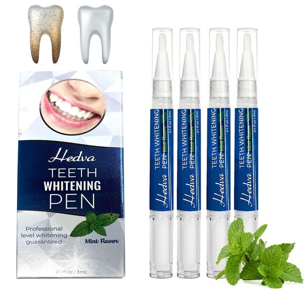 Teeth Whitening Pen, 4-Pack Teeth Whitening Gel Kit, Natural Formula Removes Years of Stains Enamel Whitening Gel, Fast and Gentle Whitening Teeth