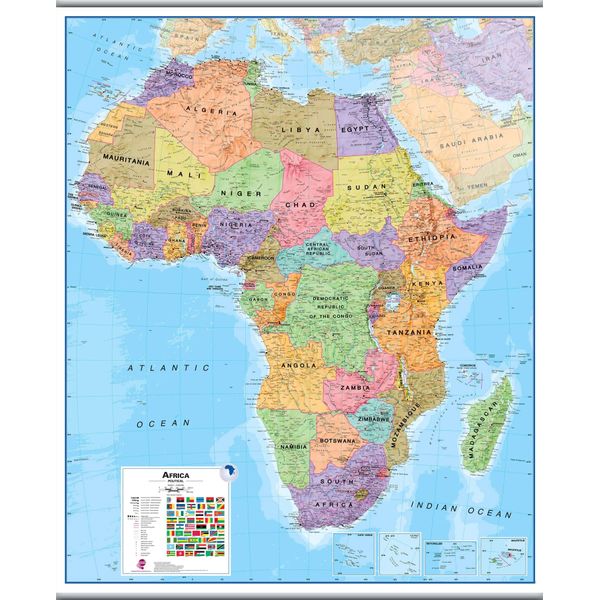 Large Africa Wall Map Political (Hanging bars)