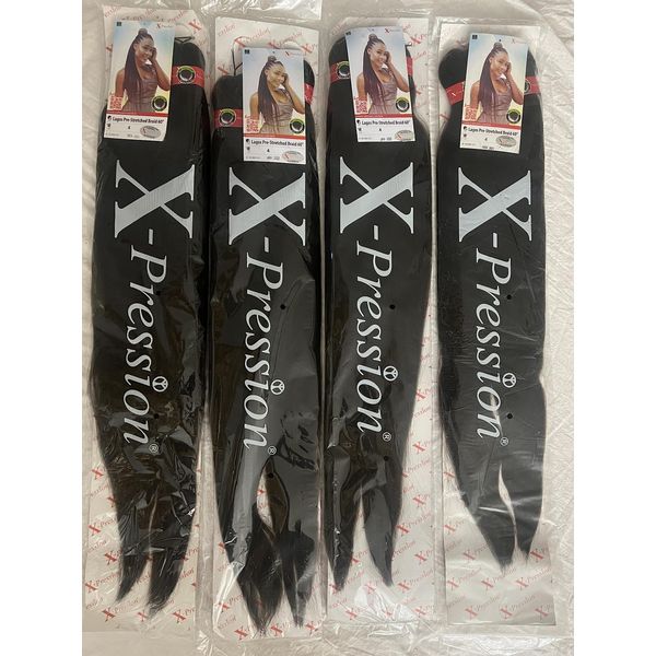 X-PRESSION COLOUR 4,4 PACKS XPRESSION 60”INCH PRE STRETCHED/PRE PULLED XPRESSION LAGOS BRAIDS XPRESSION 60” COLOUR 4(Chocolate Brown )