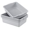 4 PACK 22 L Plastic Commercial Bus Tubs, Utility Bus Box, Gray