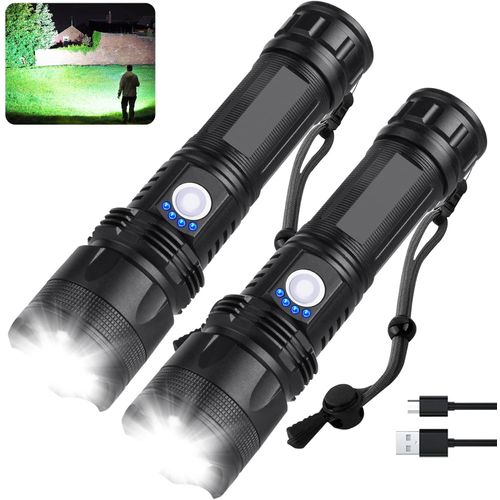 MILAOSHU Rechargeable Flashlights 990,000 High Lumens - 2 Pack, Super Bright LED Flash Light with 5 Modes, 12 Hour Brightest Waterproof Handheld Flashlight for Home, Camping