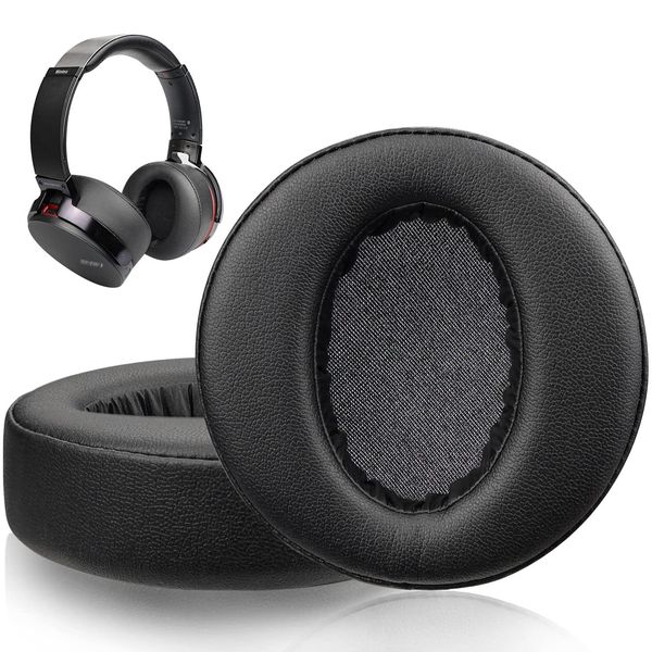 SOULWIT Ear Pads Ear Cushions Headphone Pads Compatible with Sony MDR-XB950 XB950BT XB950B1 XB950N1 XB950AP Wireless Headset Replacement Pad Soft Protein Leather Noise Isolation Foam - Black