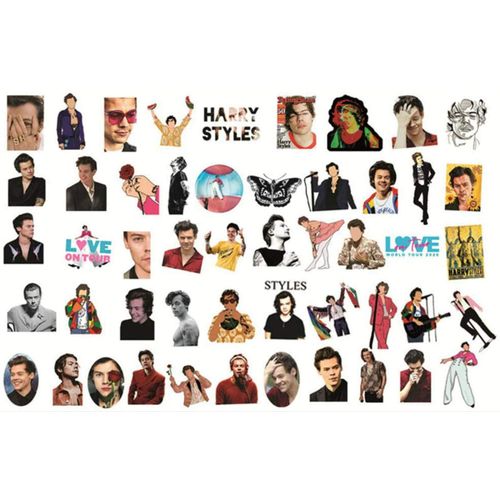 Lanseede 50Pcs Singer Harry Styles Stickers，Stickers Pack, Style Kids DIY Cartoon Graffiti Waterproof Vinyl Stickers Decals for Water Bottle Luggage Laptop Skateboard Suitcase Guitar Furniture…