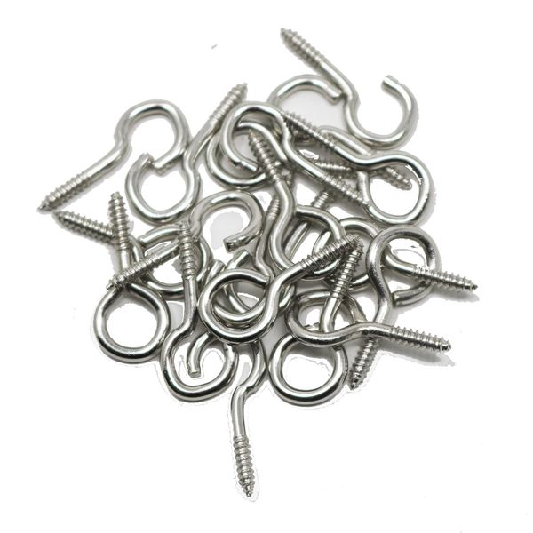 fiXte 20 x Screw in Hooks and Eyes Net Wire Curtain Screws 10 x Hooks and 10 x Eyes 25mm