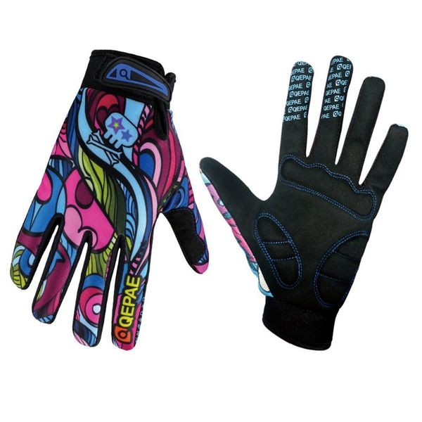 QEPAE® Breathable Cycling Gloves Anti-Slip Full Finger Gel Gloves for Bicycle Riding Skiing - Gorgeous Color - M