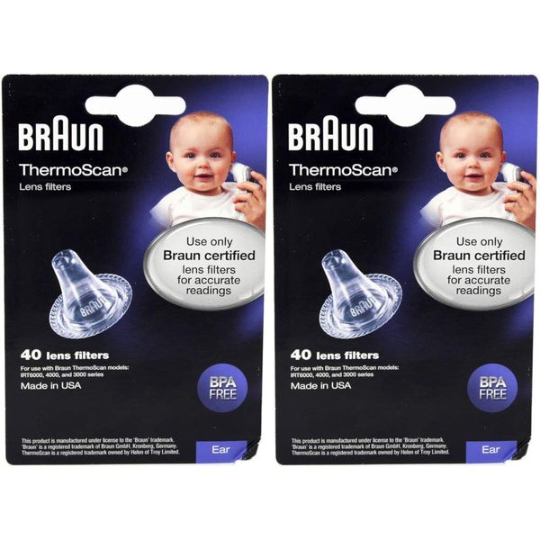 Braun Ear Thermoscan Lens Filters 80 Count (2 Packs of LF40)