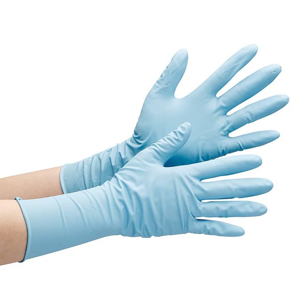 Midori Anzen Nitrile Gloves for Work, Nitrile Rubber, High Strength, Long, 766H, Thick, Powder Free, Medium, 50 Sheets