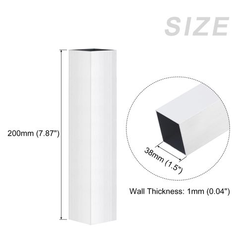 METALLIXITY Square Aluminum Tube (38mm x 38mm x 1mm x 200mm) 2Pcs, 6063 Aluminum Tubing - for Home Furnishing, Machinery
