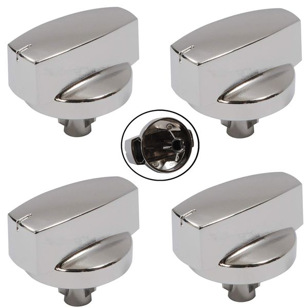 Belling Genuine 444445412 444445413 1000DF Oven Cooker Knob Function Control Switch (Silver / Chrome, Pack of 4 Knobs)