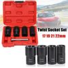 5pc Twist Socket Set 17mm 19mm 21mm & 22mm Damaged Rounded Worn Nut Remover 1/2"