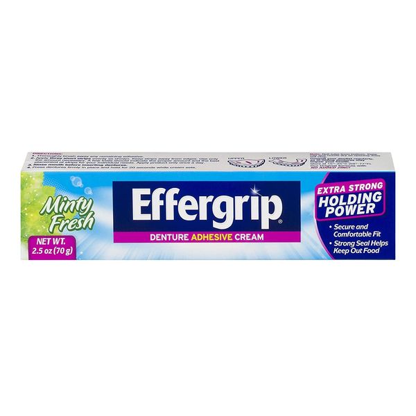 Effergrip Extra Strong Denture Adhesive Cream, Zinc Free, 2.5 oz - 2pc