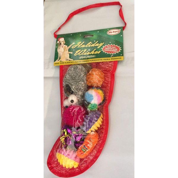 Votoys 8 Piece Christmas Catnip Infused Stocking Full of Toys Holiday Cat Toy Lot Xpet Styles Vary (One Stocking)