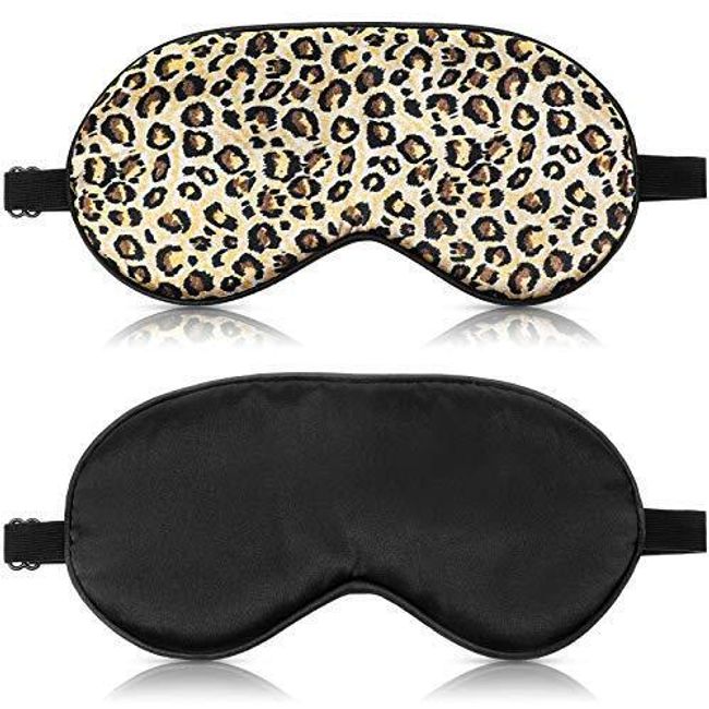 Silk Sleep Eye Mask with Adjustable Strap, 100% Block Out Light Blindfold 2 Pack