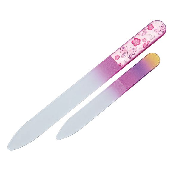 Glass nail file set (large and small) (flower pattern) Mail order available