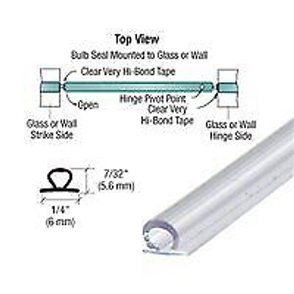 Shower Door Translucent Vinyl Bulb Seal with Pre-Applied Tape for 7/32" Gap (...