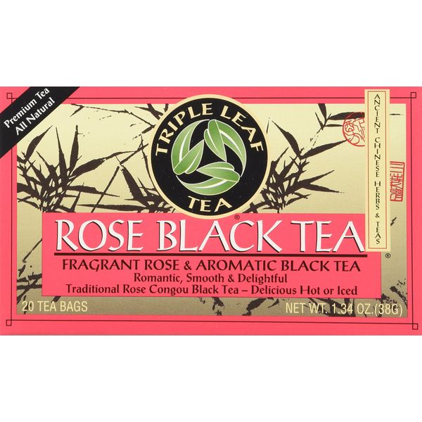 Triple Leaf Tea Black Tea Bags, Rose, 20 Count