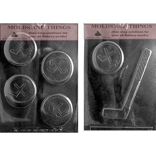 Hockey Stick and Puck Chocolate Mold, Hockey Puck chocolate candy mold With Copywrite Molding Instruction