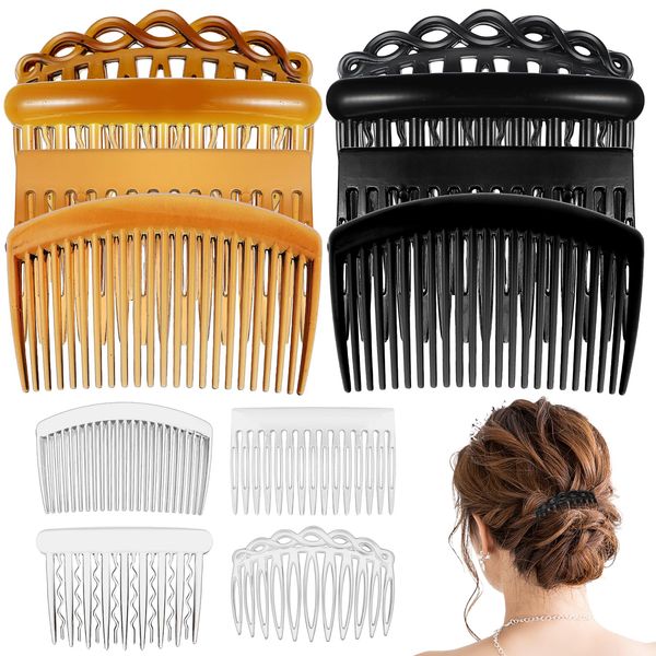 Tyqour 12Pcs Hair Side Combs for Women 11/15/17/23 Teeth Plastic French Side Comb Vintage French Twist Hair Comb for Girls Women Bridal Wedding Veil Comb