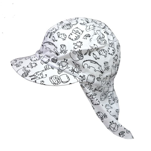 Coolbit Cool Bit TUTU Collaboration Cap, UPF+30, 100% Cotton, UV Sun Hat, Heatstroke Prevention, Children's Hat, Sunshade, Sauce, animal print white