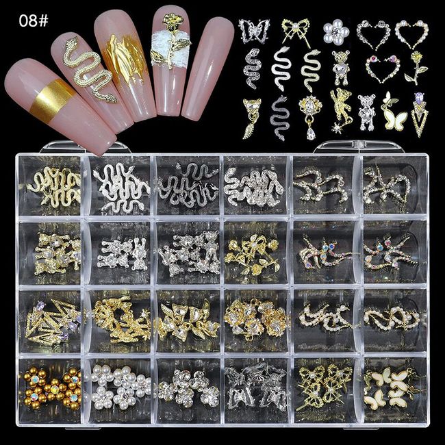 10 Pcs 3D Nails Art Rhinestones Luxury Shiny Nail Diamonds Rhinestones  Metal Nail Jewels For Alloy