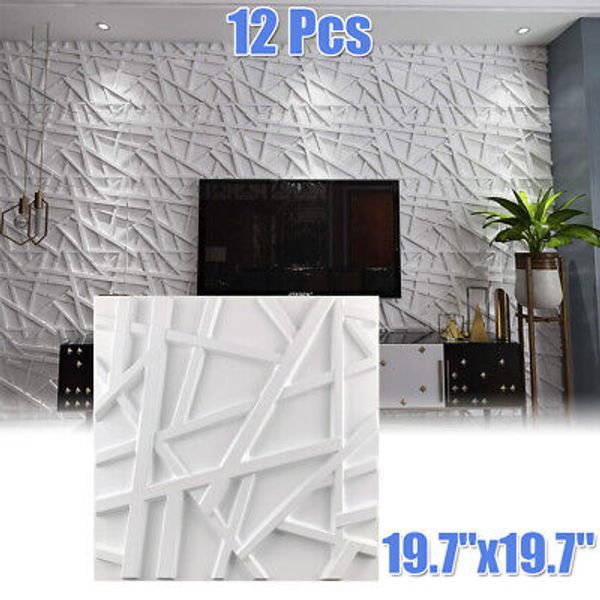 12PCS PVC 3D Wall Panels Line design Wallpaper Textured Brick 19.7"x19.7"