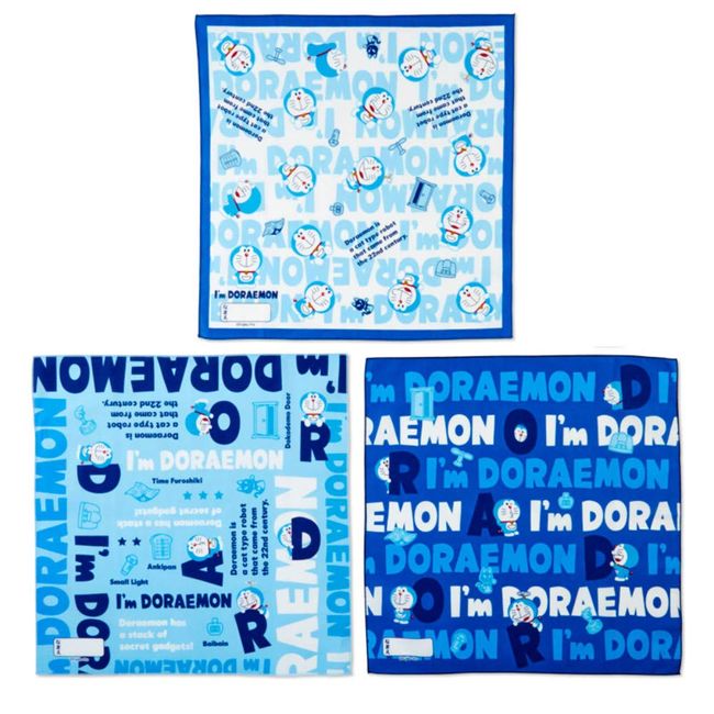 Sanrio Doraemon S-580953 Lunch Cloth, 3-Piece Set, Approx. 16.9 x 16.9 inches (43 x 43 cm), Cotton