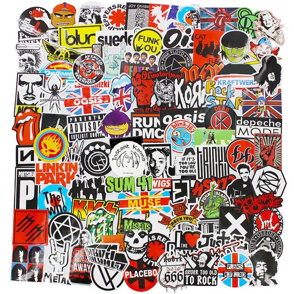 Band Stickers Pack Rock N Roll Sticker Decal Laptop Car Guitar Bumper Punk Classic Vinyl Waterproof Doodle 100pcs